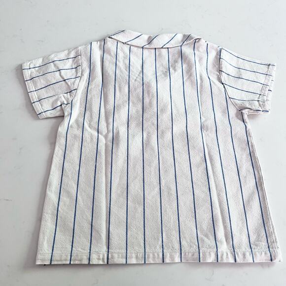 Fin & Vince Sailor Shirt Blue Stripe Linen blend size 6-12 months - Picture 9 of 9